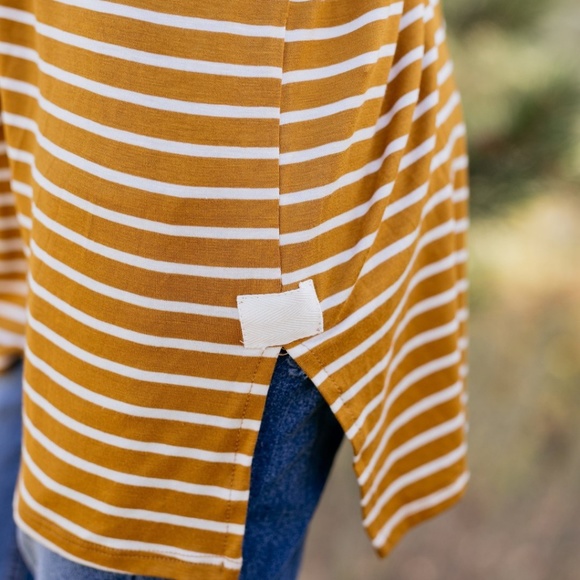 🔻PRICE DROP🔻Steady She Goes Striped Top Mustard - Picture 4 of 4